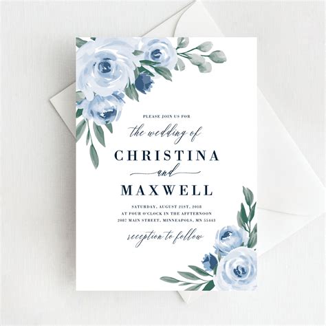 Dusty Blue Wedding Invitations