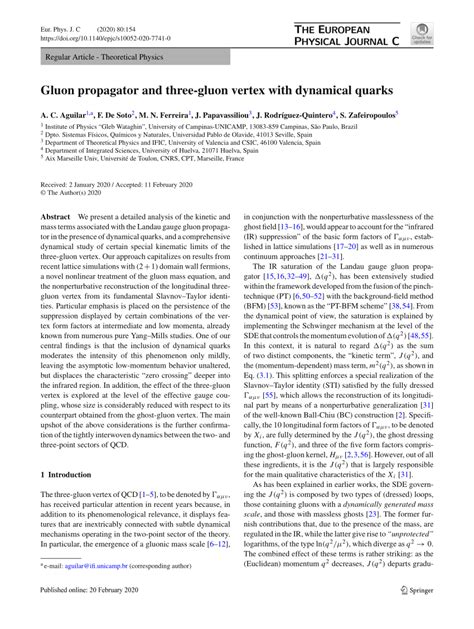 (PDF) Gluon propagator and three-gluon vertex with dynamical quarks