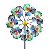 Wind & Weather Green Metal Wind Spinner with Colorful Crystals ...