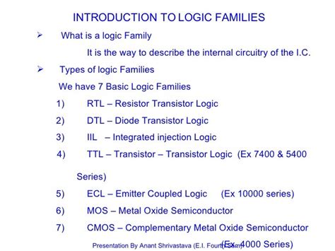 Logic Families Electronics