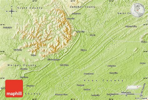 Physical Map of Anderson County