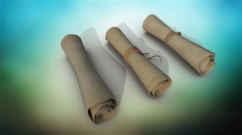 ArtStation - Set of three papyrus scrolls PBR Low-poly 3D model | Resources