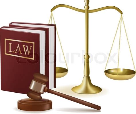 Judge gavel with law books and scales. Vector illustration. | Stock Vector | Colourbox