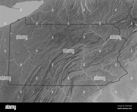 Pennsylvania, state of United States of America. Grayscale elevation ...