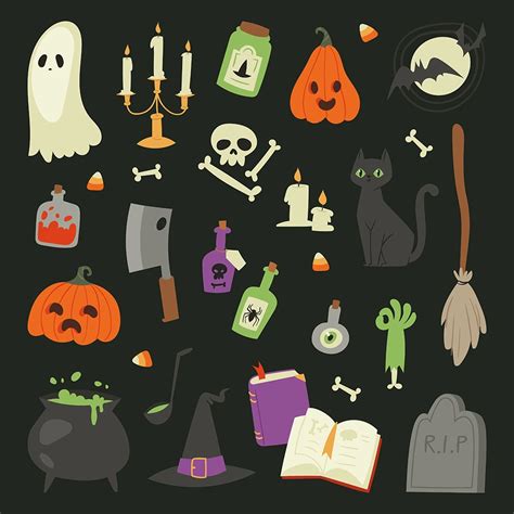 Halloween symbols icons vector ~ Illustrations ~ Creative Market