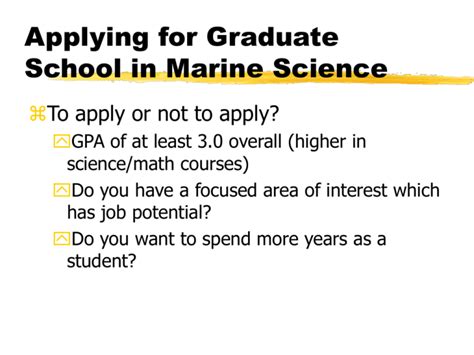 Applying for Graduate School in Marine Science