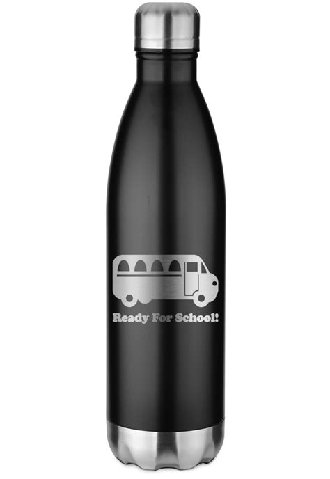 School Bus Black Water Bottle - 26 oz. Stainless Steel - Engraved Front ...