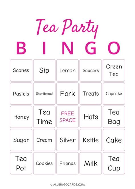 Tea Party Bingo