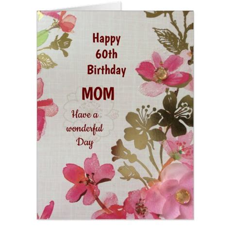 Large Happy 60th Birthday Mom Card | Zazzle.com