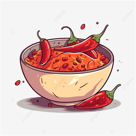 Chili Bowl Vector, Sticker Clipart Bowl Of Chili With Garlic And Chili ...