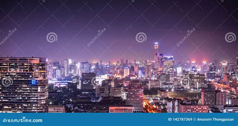 Aerial View of City Downtown in Bangkok,city Night Scene Stock Image - Image of skyline, angeles ...