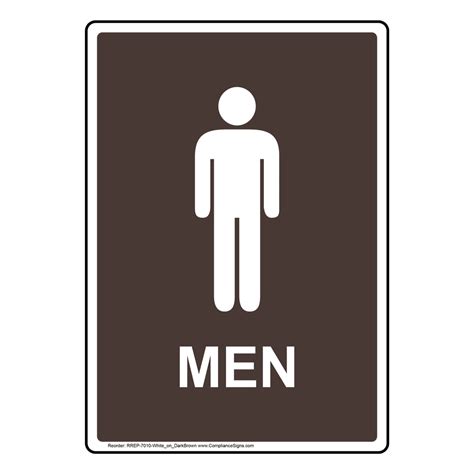 Portrait Dark Brown Men Restroom Sign With Symbol RREP-7010-White_on ...