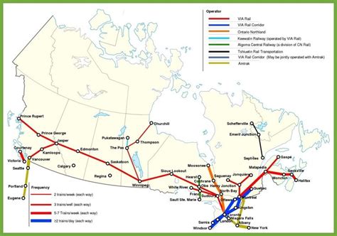 Railway map of Canada | Train map, Canada map, Canada city