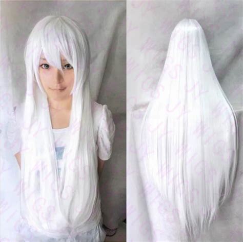 White Cosplay Wig 100CM Heat Resistant Anime Harajuku Party Wig Long ...