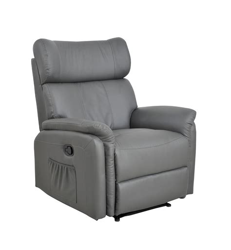 Manual Leather Recliner Armchair Sofa Lounge Home Chair Grey