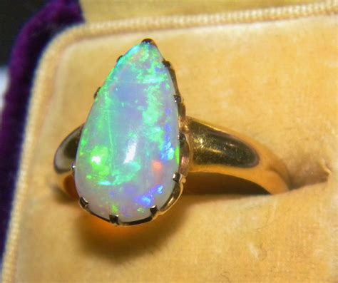 Antique Victorian Black Fire Opal 18ct 750 Rose Gold Ring 16.5mm x 9mm | Collectors Weekly