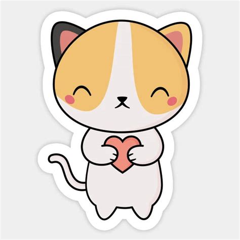 Download Super Cute Cat Holding Kawaii Heart Wallpaper | Wallpapers.com