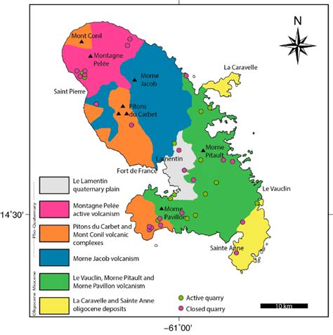 Simplified geological map of Martinique. Modified, after Westercamp et... | Download Scientific ...