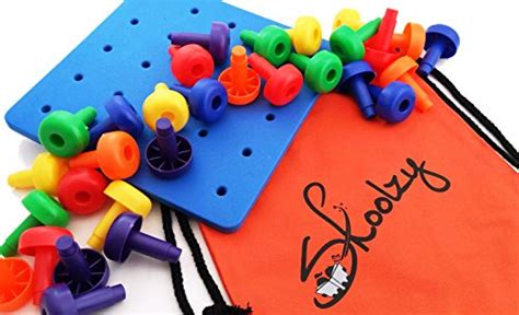 Skoolzy Peg Board Set - Montessori Toys for Toddlers, Preschool Kids | 30 Lacing Pegs for ...