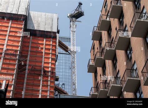 New York, USA. 26th July, 2023. Emergency Services respond to a construction crane collapse ...