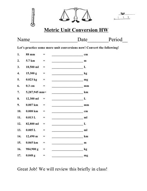 Ditto: Metric Unit Conversion and Rounding Homework