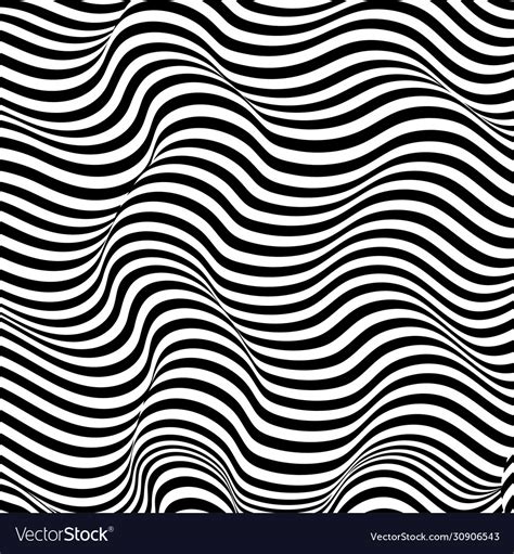 Black and white wavy line pattern background Vector Image