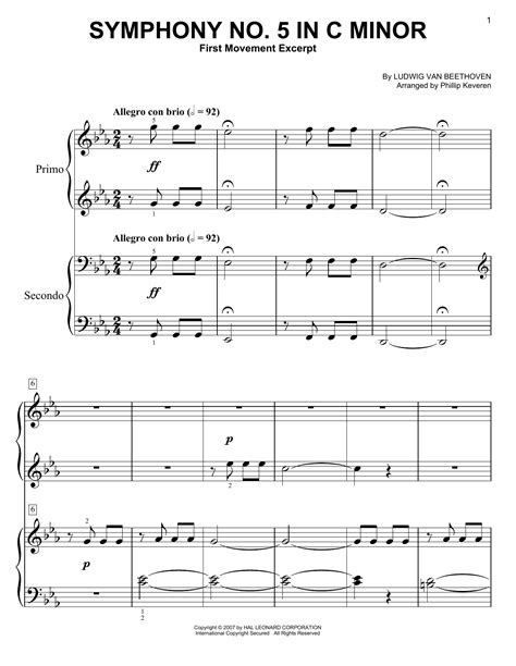 Symphony No. 5 In C Minor, First Movement Excerpt (arr. Phillip Keveren ...