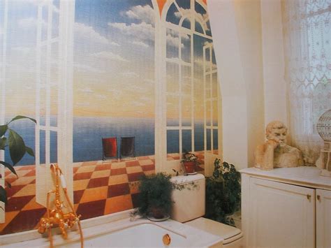 80s bathroom mural | Painted on bamboo blind, from Living in… | Flickr