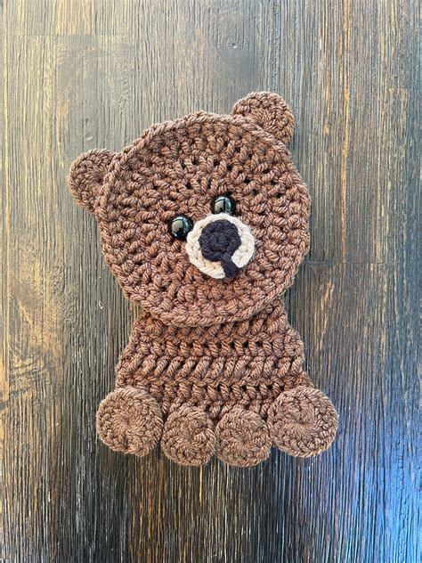 "Premade Crochet Bear Applique. This Bear Applique measures 5\" across ...