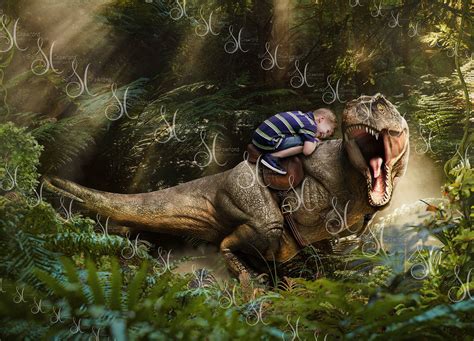 Dinosaur in the jungle digital composite backgrounds and | Etsy