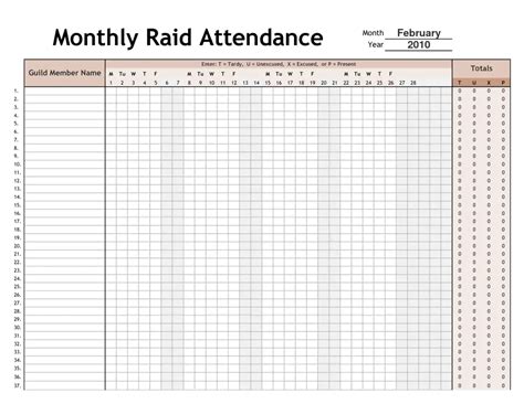 Create A New Workbook Using The Monthly Attendance Report Template