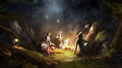 Trine artwork warriors Dungeons and Dragons soft shading wallpaper | Fantasy background, Fantasy ...