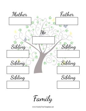 Two Generation Family Tree With Siblings Template