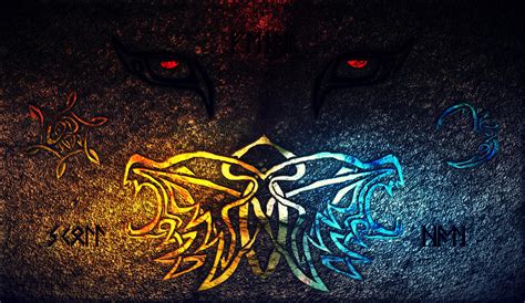 Hati, skoll, and Fenrir by lbdlbdlbd9 on DeviantArt