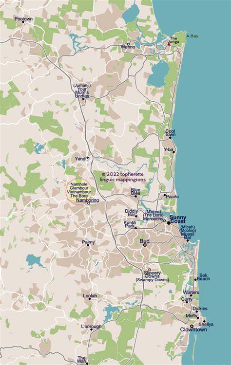 Informal map of Sunshine Coast, based on what this sub said : sunshinecoast