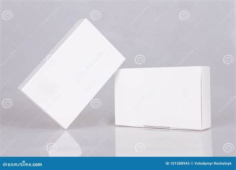 Two Tall White Boxes. Mockup Ready For Your Design. Box Perspective. Box Template. Box Empty ...