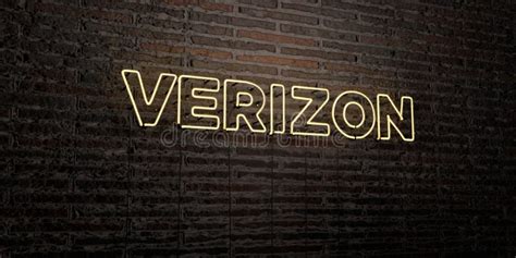 VERIZON -Realistic Neon Sign on Brick Wall Background - 3D Rendered Royalty Free Stock Image ...