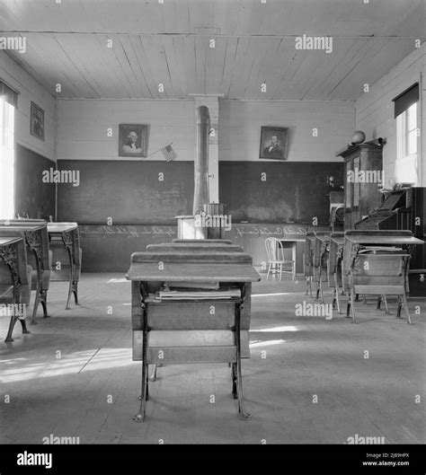 Interior of eastern Oregon one-room county school. Seven pupils enrolled. 8:45 a.m. Between ...