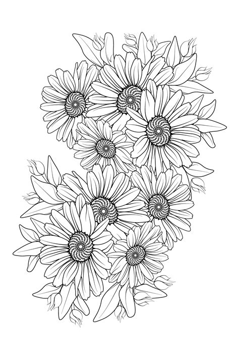 Daisy flower coloring pages, daisy flower bouquet tattoo, small daisy ...