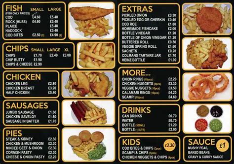 Fish And Chips Menu - Fish And Chips