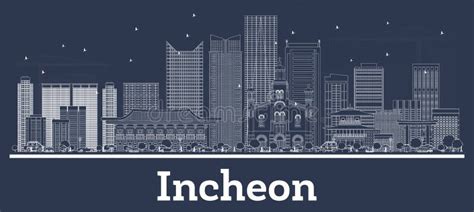 Outline Incheon South Korea City Skyline with White Buildings Stock Vector - Illustration of ...