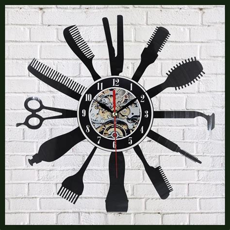 Creative Vinyl Wall Clock Gift Idea for Barber Hair Beauty Salo Hairdresser Barber Shop Art ...