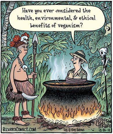 I'll say it again: "Meat's meat!" | Bizarro comic, Vegan humor, Humor