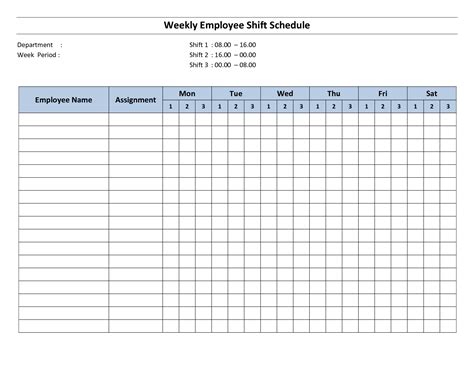 Weekly Employee Shift Schedule - 8 Hour Shift | Cleaning schedule templates, Daily schedule ...