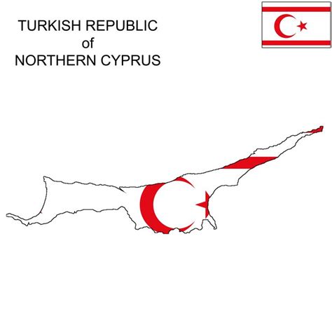 Turkish Republic of Northern Cyprus Flag Map | Cyprus flag, Republic, Map