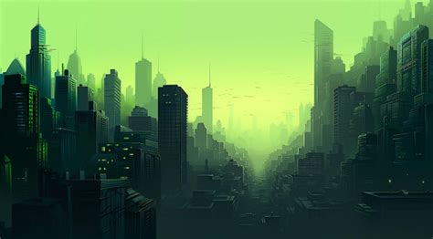 Green Cyber City Wallpaper, HD Artist 4K Wallpapers, Images and ...