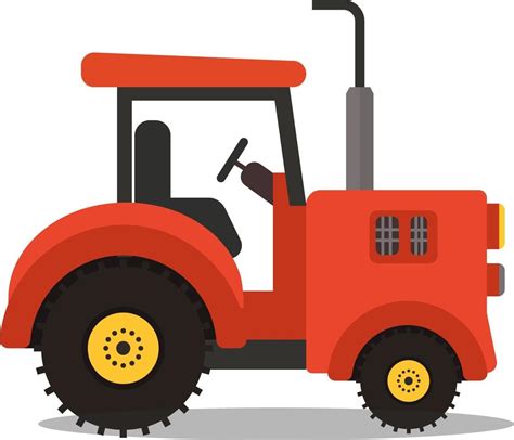 Farm Agriculture Red Tractor Vector illustration.Cartoon flat tractor ...