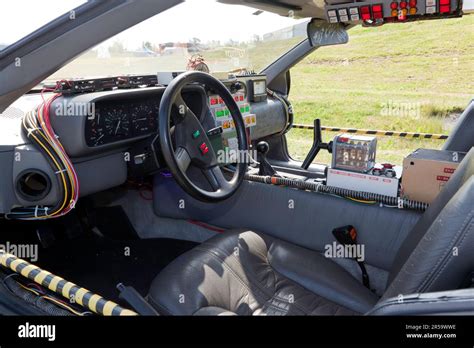 Interior of the Back to the Future DeLorean Time Machine built by the Universal Studios ...