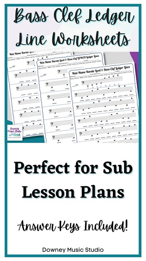 Bass Clef Ledger Lines Note Name Worksheets // Print and Go in 2022 ...