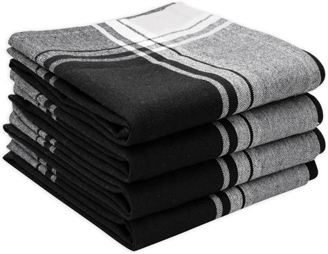 Amazon.com: Black Kitchen Towels Set of 4 - Linen Dish Towels for ...